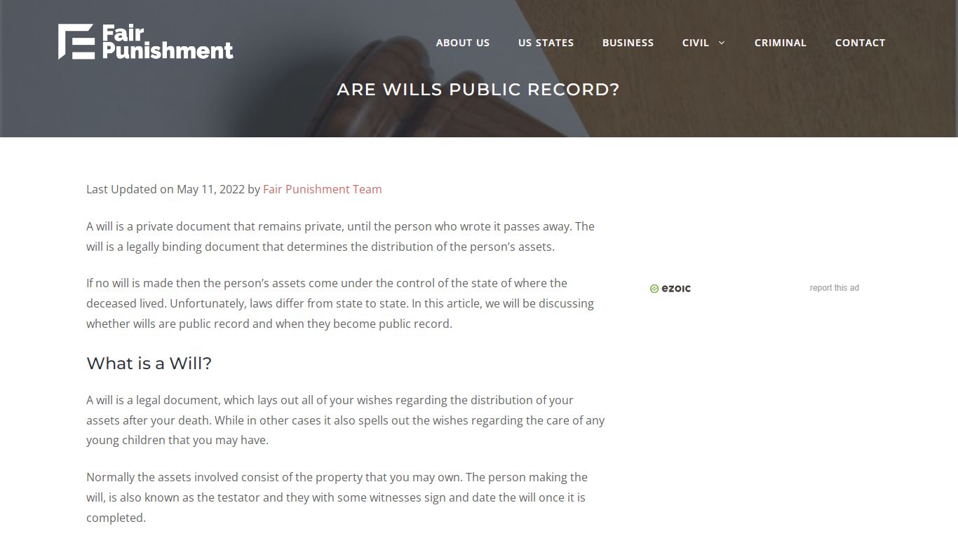 Are Wills Public Record? - Fair Punishment